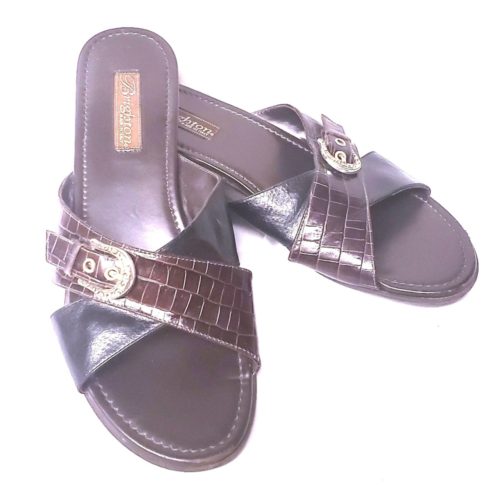 Croc embossed Western sandal